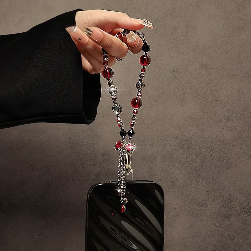 Faux Phone Crystal Strap Bow