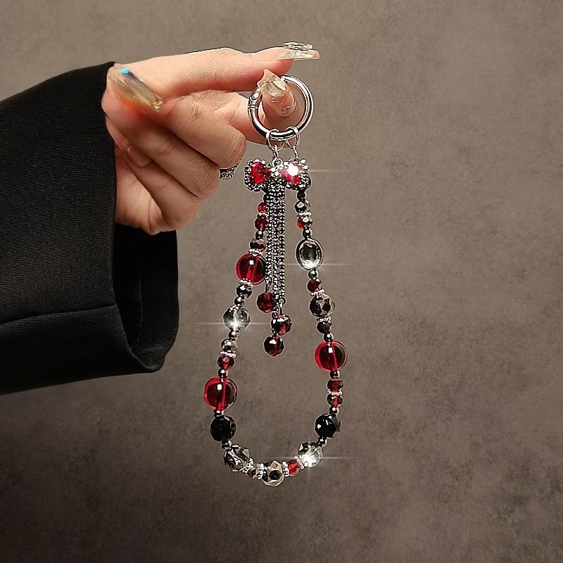 Faux Phone Crystal Strap Bow