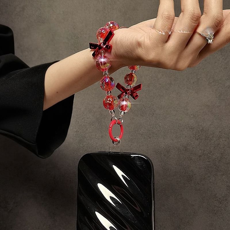 Bow Faux Phone Strap Crystal