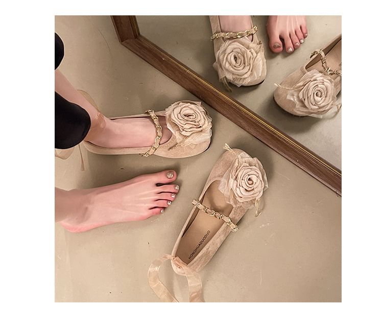 Flower Ankle Flats Mary Strap Jane Accent