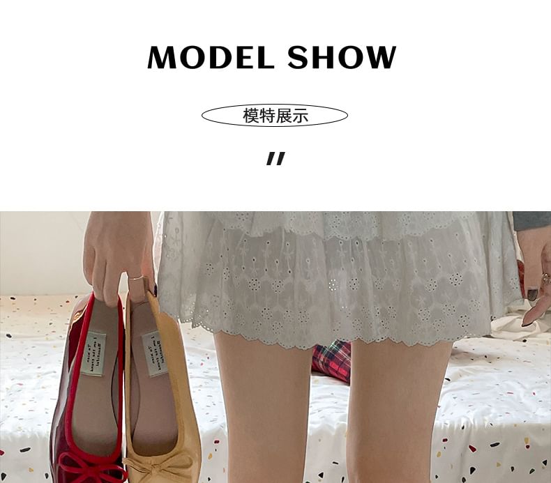 Patent Flats Leather Bow