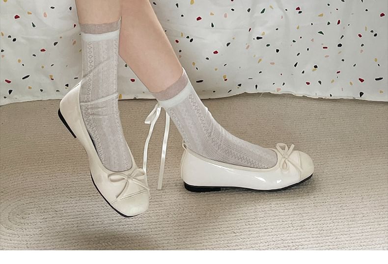 Patent Flats Leather Bow