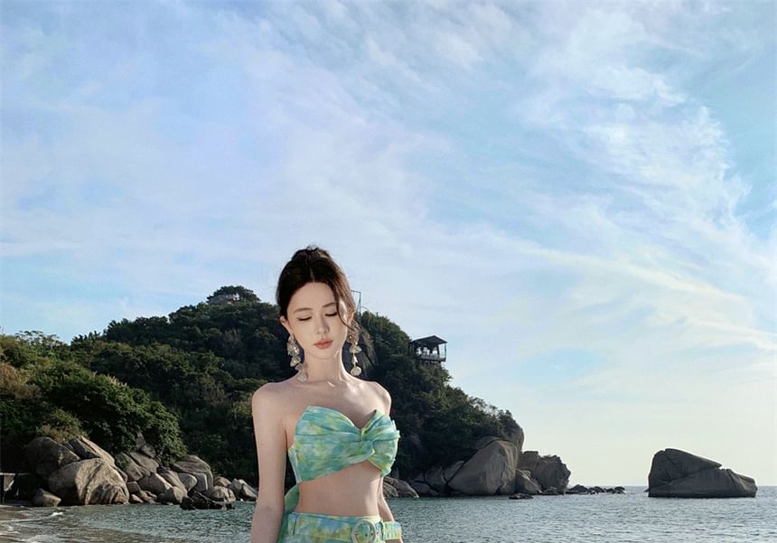 Rise + Floral A-Line Skirt Top Crop High Sleeveless Maxi Set: