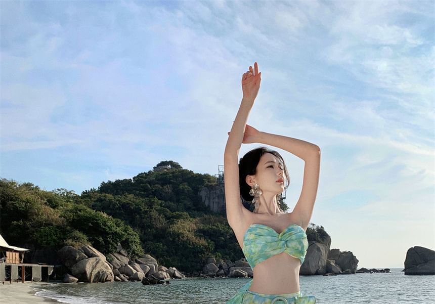 Rise + Floral A-Line Skirt Top Crop High Sleeveless Maxi Set: