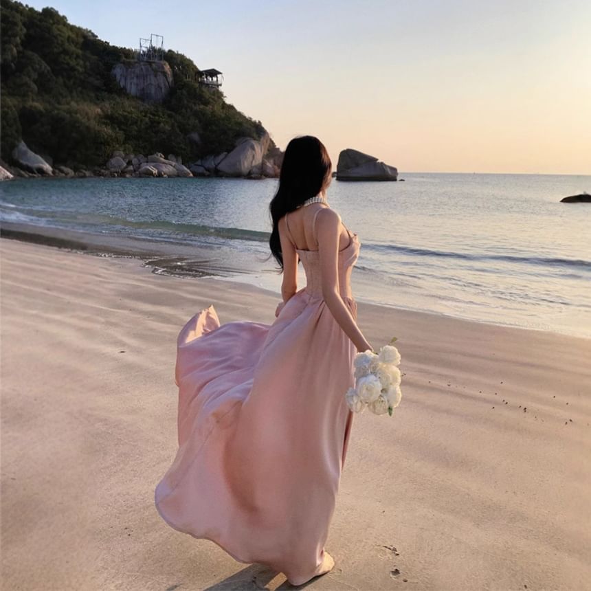 Gown A-Line Plain Strap Spaghetti Evening