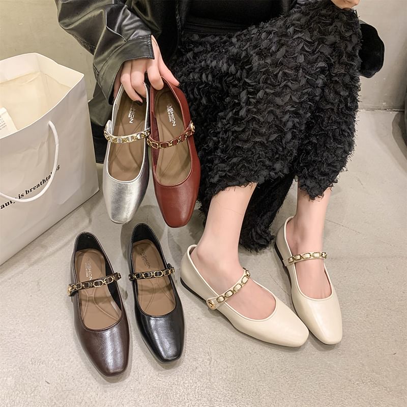 Square Mary Flats Jane Toe