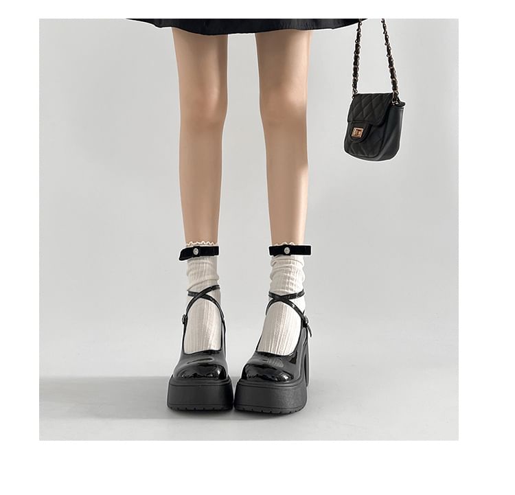 Block Platform Strap Pumps Heel Ankle