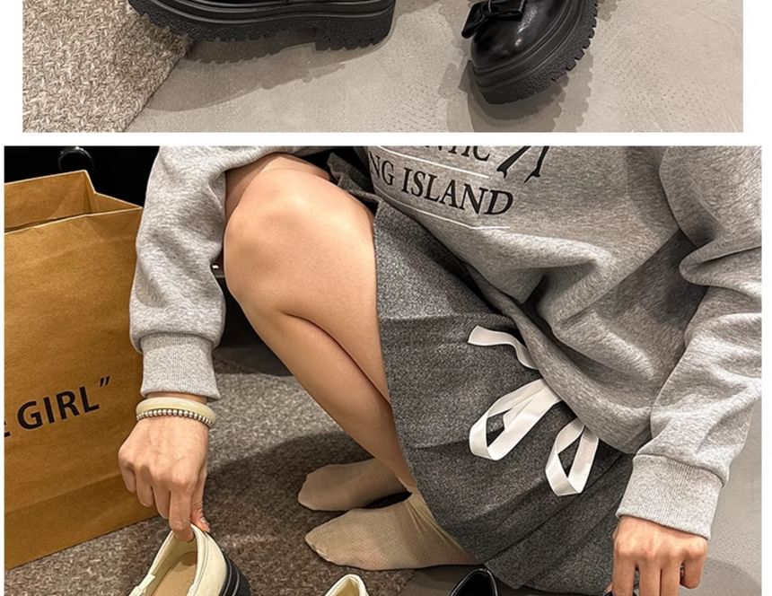 Bow Frill Shoes Platform Mary Jane