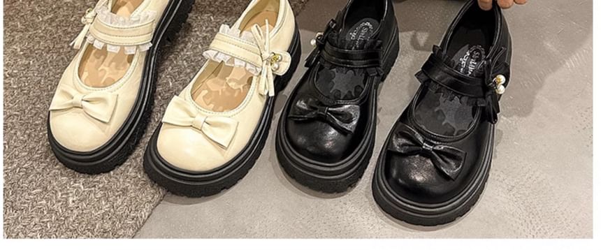 Bow Frill Shoes Platform Mary Jane