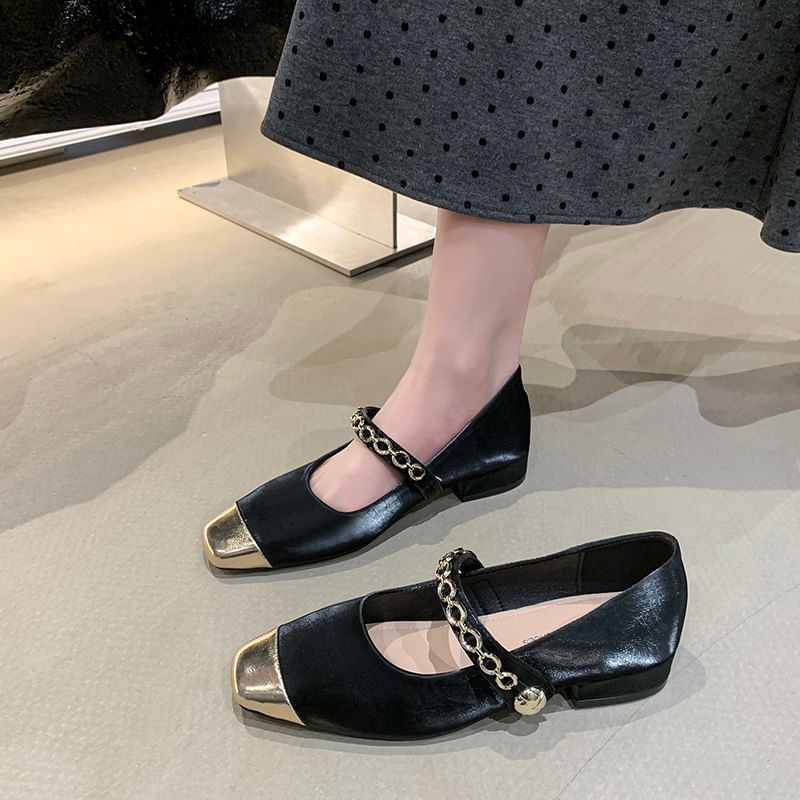 Mary Jane Cap Pumps Toe Square