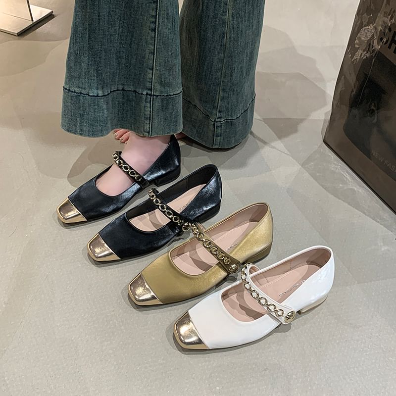 Mary Jane Cap Pumps Toe Square