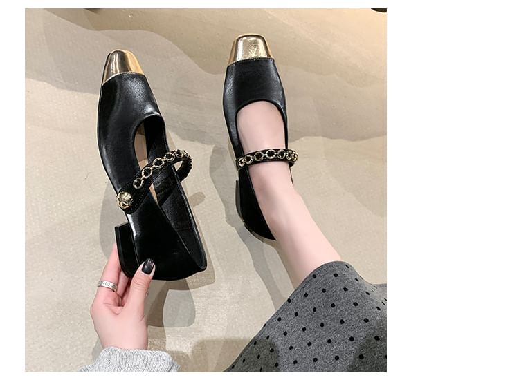 Mary Jane Cap Pumps Toe Square