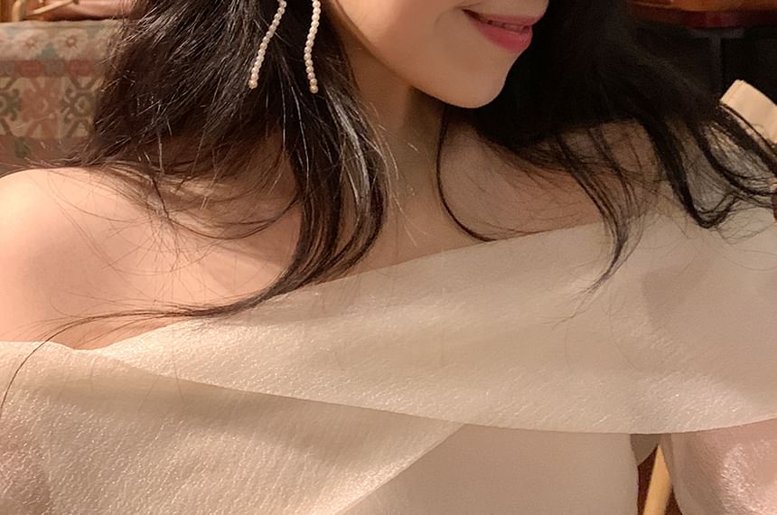 Beaded Silver Earring Bow 925 Stud Sterling