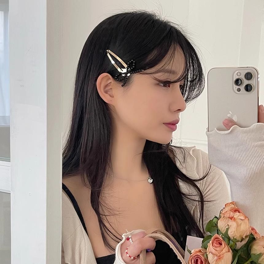 Beaded Set Hair Alloy Clip Bow