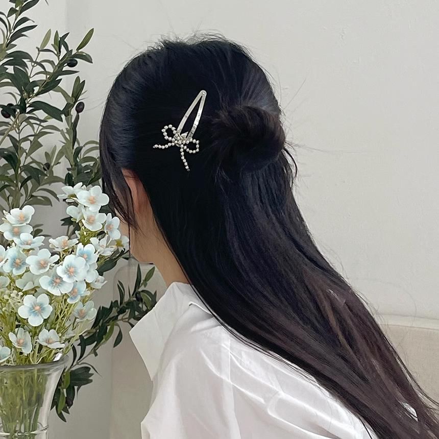 Beaded Set Hair Alloy Clip Bow