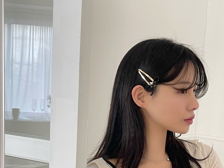 Beaded Set Hair Alloy Clip Bow