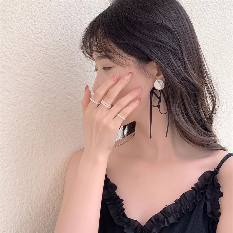 Earring Stud Ribbon Flower