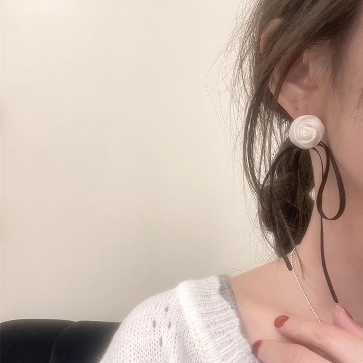 Earring Stud Ribbon Flower