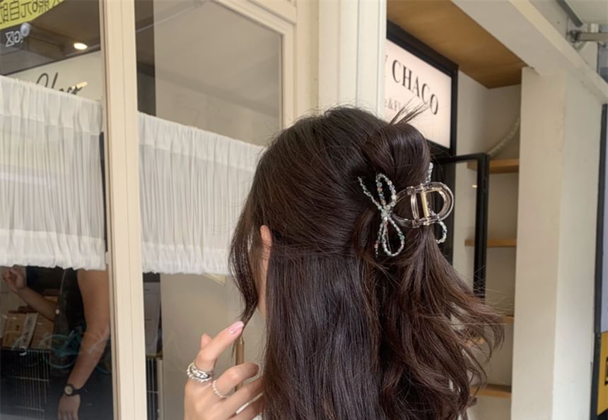 Hair Claw Beaded Acrylic Bow