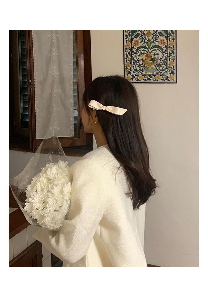 Contrast Bow Hair Clip Trim Set /