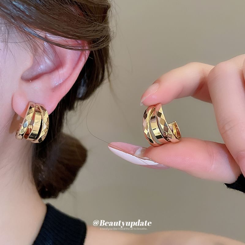 Earring Hoop Geometric Layered
