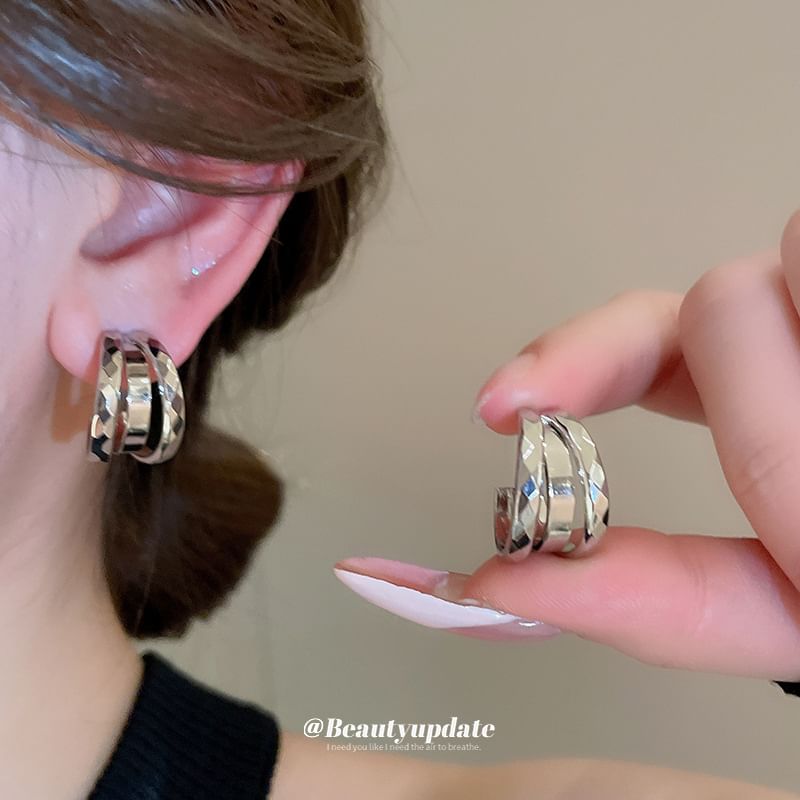 Earring Hoop Geometric Layered