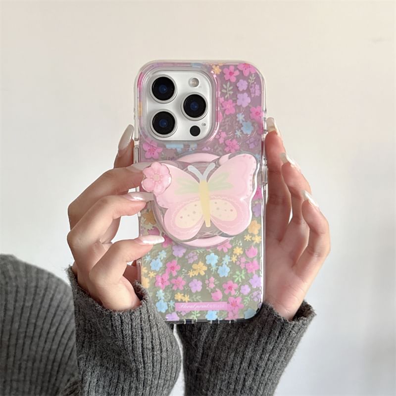 with (Compatible Case Magnetic MagSafe) Floral Print Phone