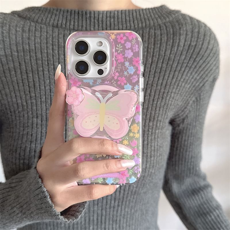 with (Compatible Case Magnetic MagSafe) Floral Print Phone