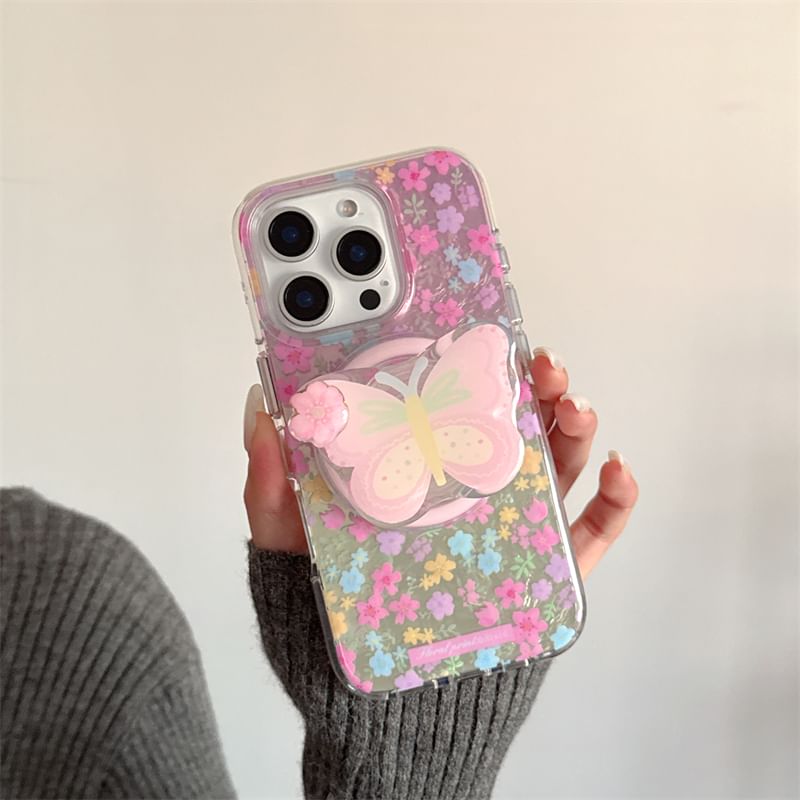 with (Compatible Case Magnetic MagSafe) Floral Print Phone
