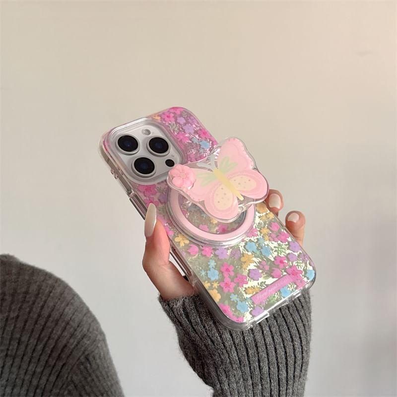with (Compatible Case Magnetic MagSafe) Floral Print Phone
