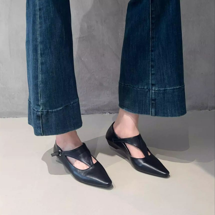 Flats Faux Leather Cutout
