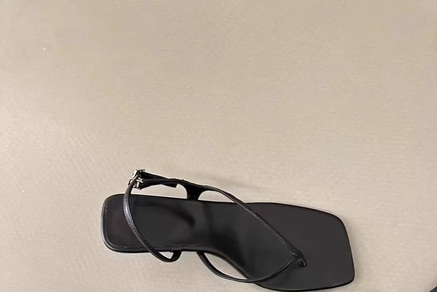 Square Kitten Sandals Heel Slingback Thong Toe Plain