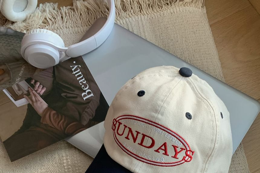 Lettering Cap Tone Baseball Embroidered Two