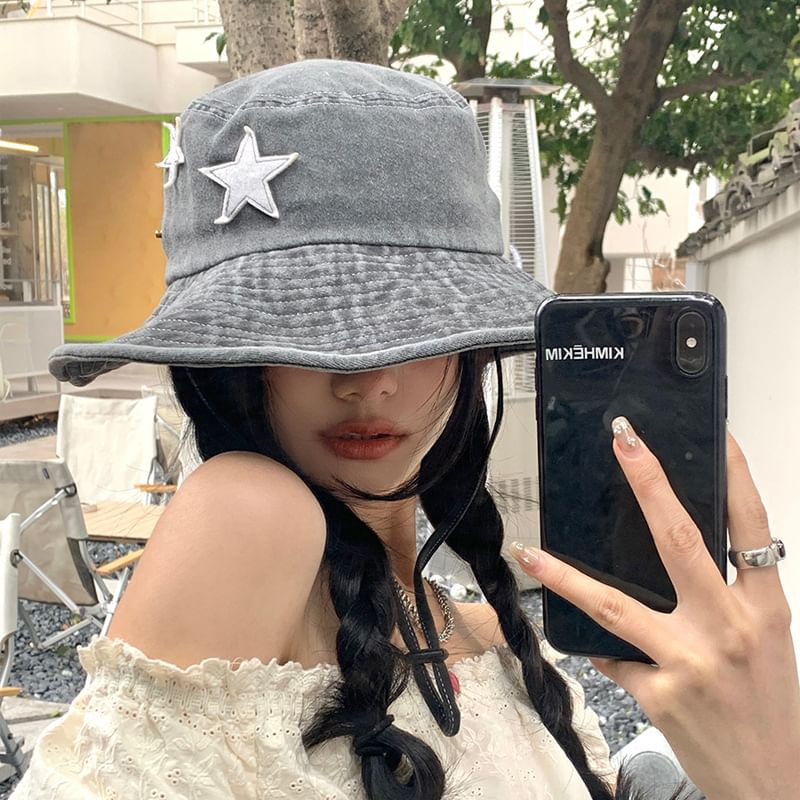 Hat Washed Applique Boonie Star