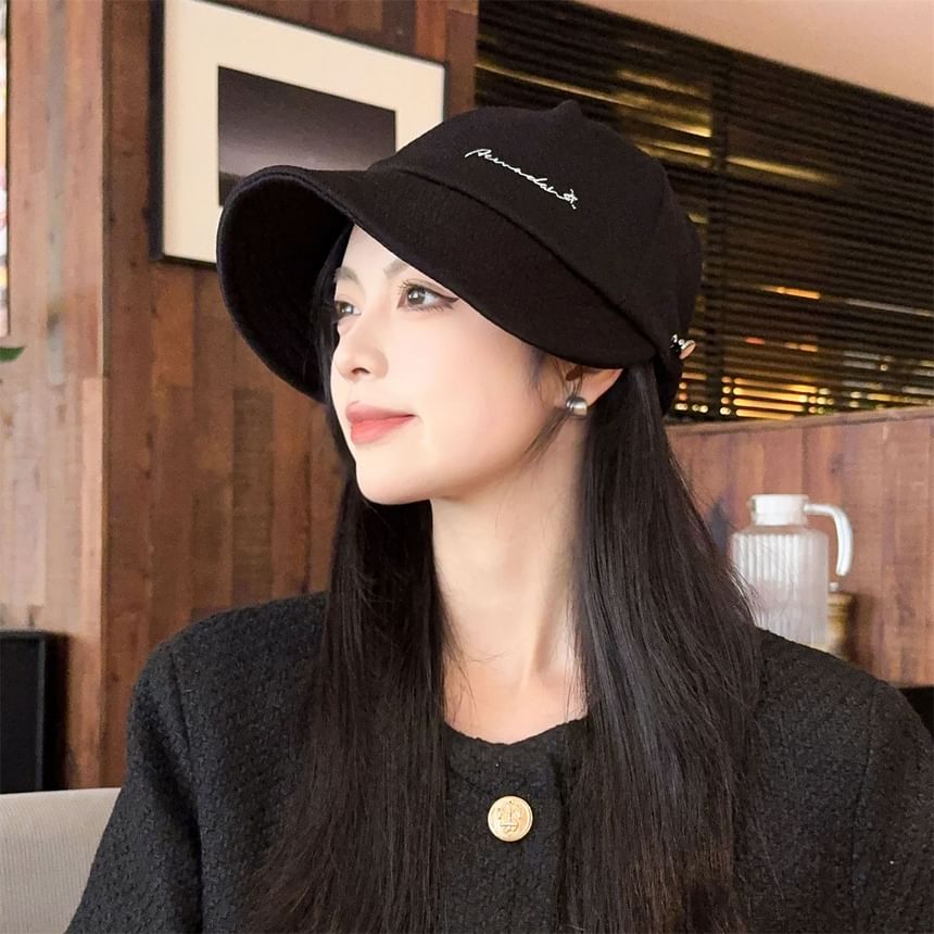 Cap Brim Wide Lettering Embroidered