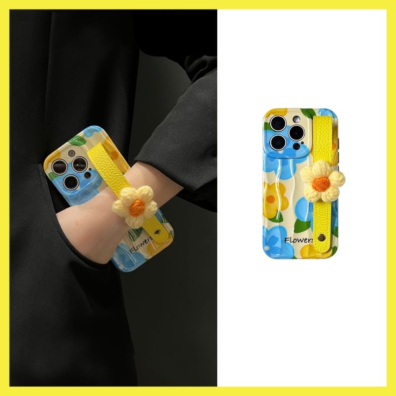 Floral Phone with Strap Case