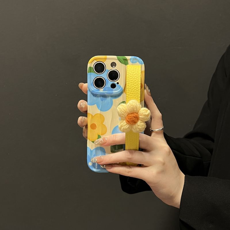 Floral Phone with Strap Case