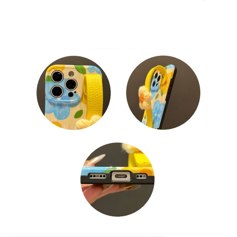 Floral Phone with Strap Case