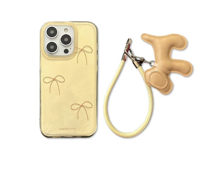Strap Bow Phone Charm Dog Case with