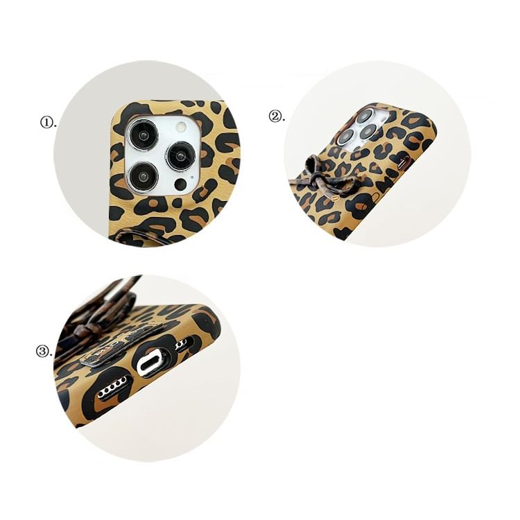 Print Leopard Case Phone Bow