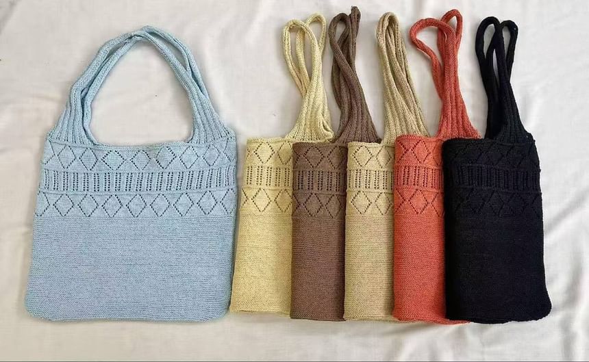 Bag Plain Pointelle Tote Knit