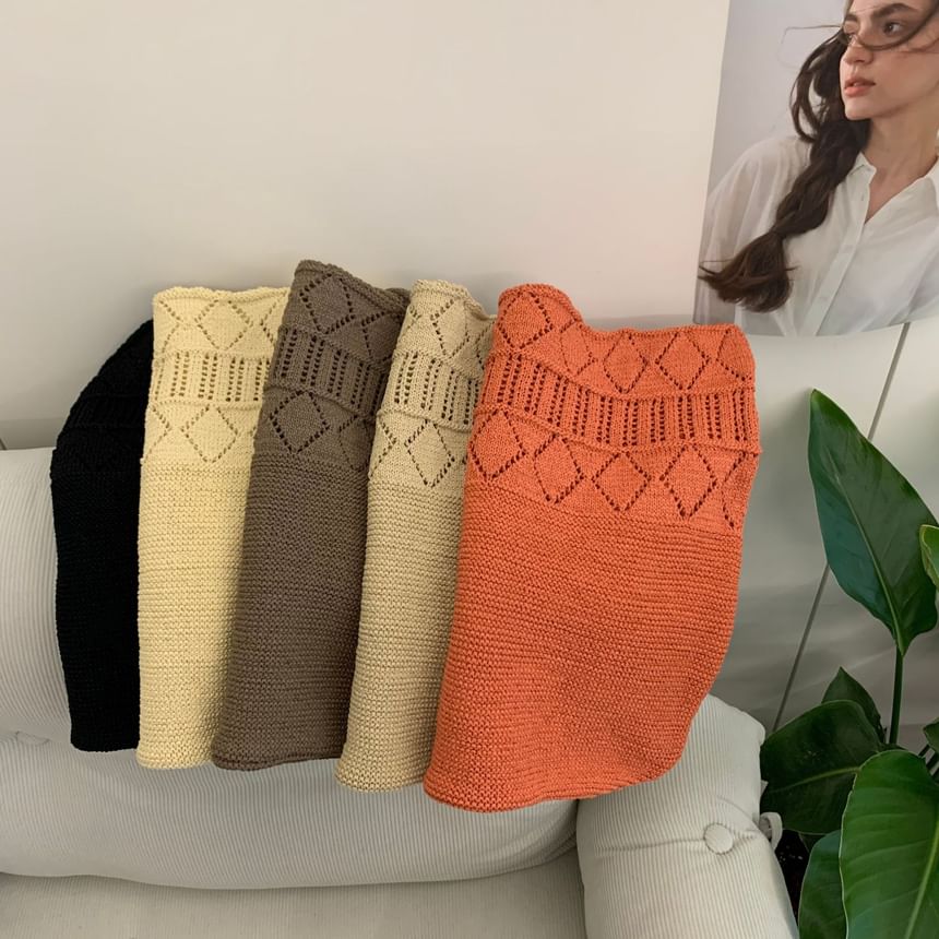 Bag Plain Pointelle Tote Knit