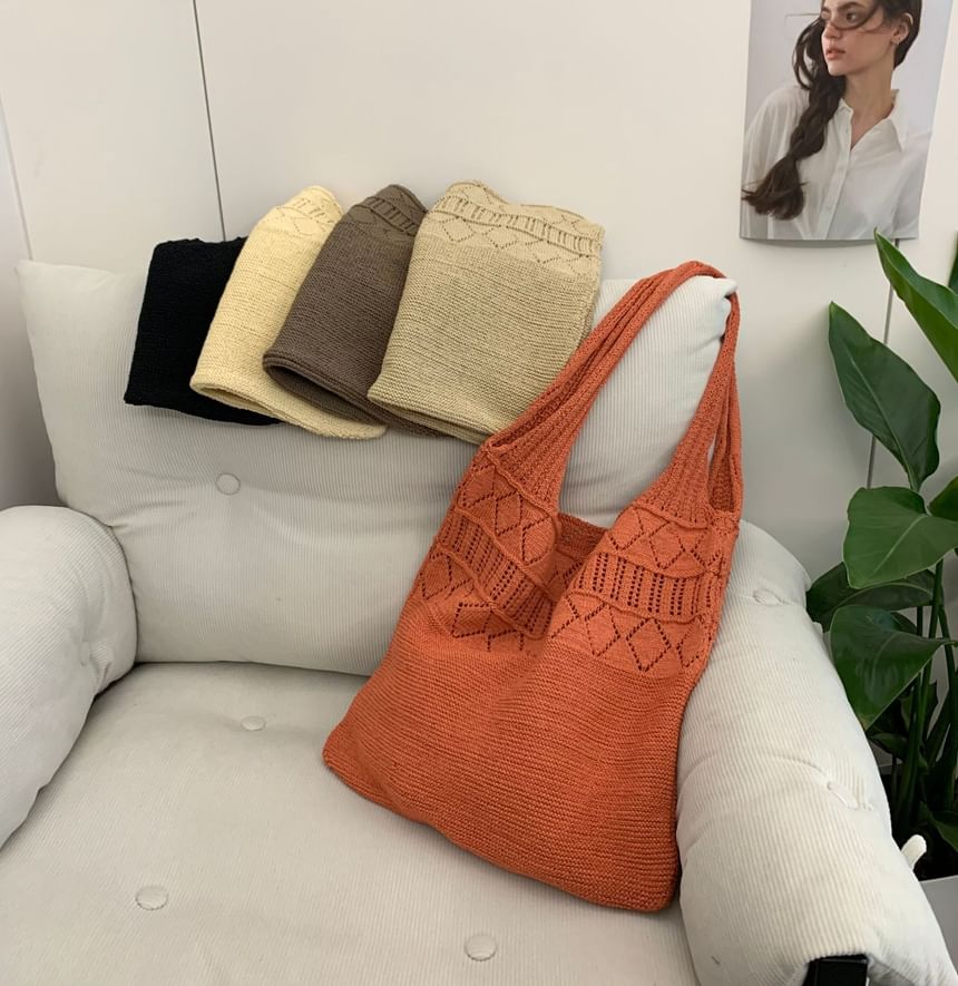 Bag Plain Pointelle Tote Knit