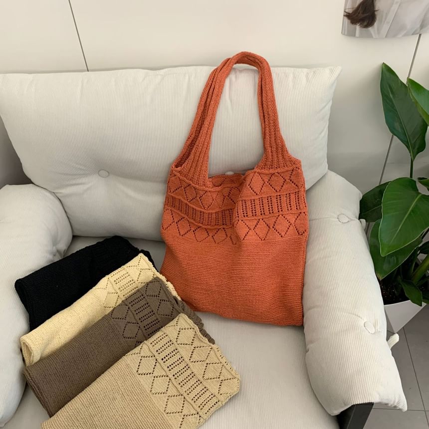 Bag Plain Pointelle Tote Knit