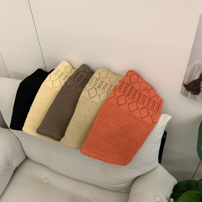 Bag Plain Pointelle Tote Knit