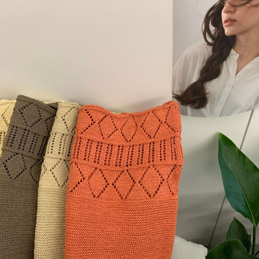 Bag Plain Pointelle Tote Knit