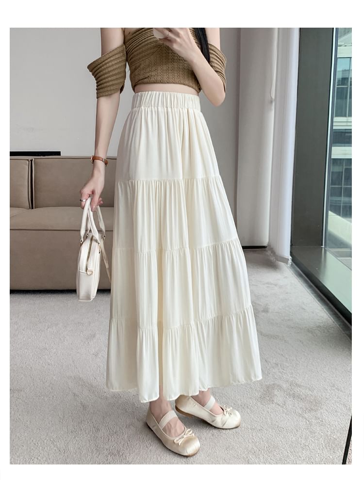 Skirt High A-Line Maxi Plain Rise