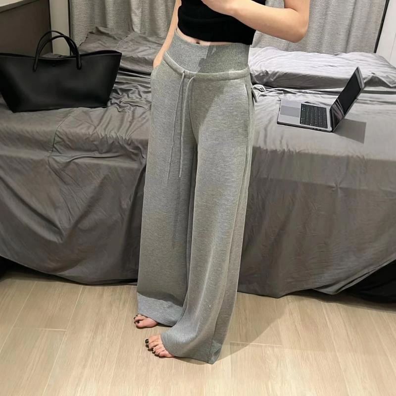 Plain Wide Rise High Pants Leg