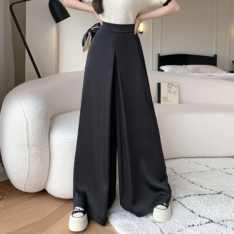 Leg Pants Wide Waist Plain High