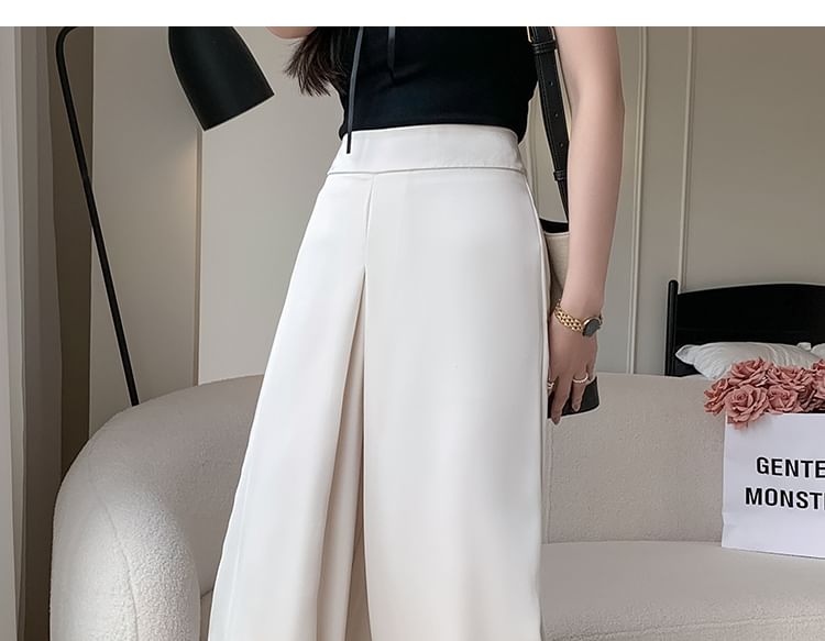 Leg Pants Wide Waist Plain High